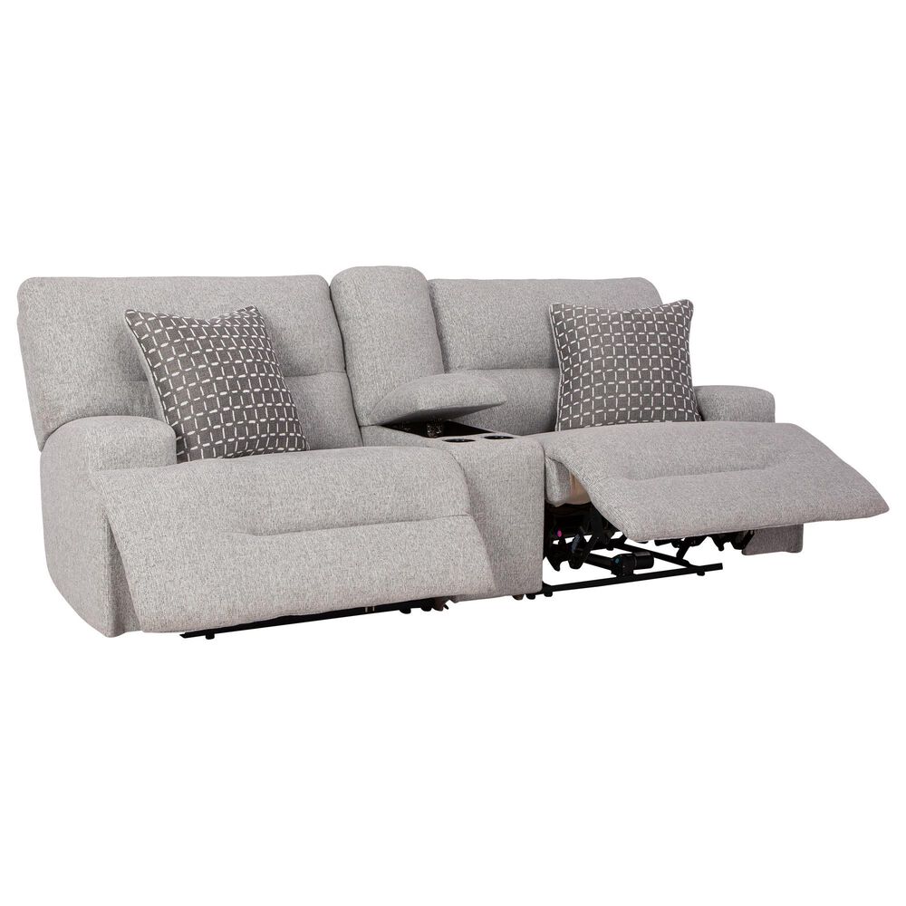 Ashley Acklen Place 3-Piece Power Symmetrical Reclining Sectional Loveseat with Console in Pewter, , large