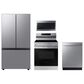 Samsung 4-Piece Kitchen Package with 30 Cu. Ft. French Door Refrigerator and 6.3 Cu. Ft. Smart Freestanding Electric Range in Stainless Steel, , large