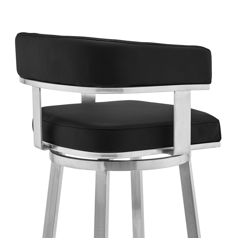 Blue River Lorin 26&quot; Swivel Counter Stool with Black Cushion in Stainless Steel, , large