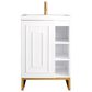 James Martin Vanities Alicante 24" Single Bathroom Vanity in Glossy White and Radiant Gold with 5 cm White Glossy Resin Top and Rectangular Sink, , large