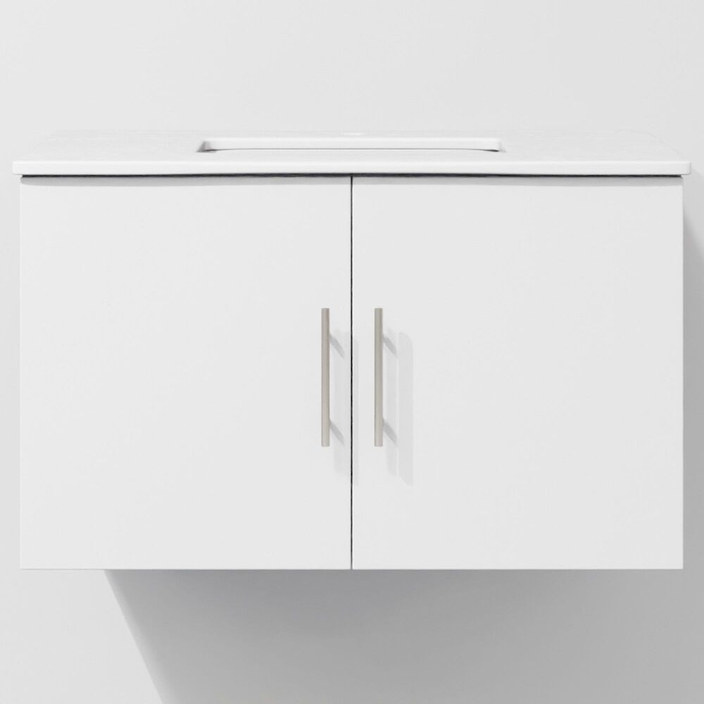 Lexora Home Geneva 30&quot; Single Bathroom Vanity in Glossy White with 2 cm White Quartz Top and Rectangular Sink, , large