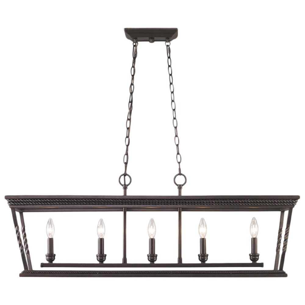 Golden Lighting Davenport 5-Light Linear Pendant in Etruscan Bronze, , large