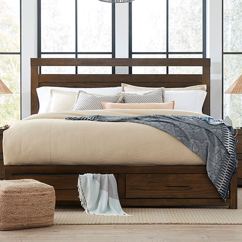 Riva Ridge Modern Loft Queen Storage Panel Bed in Brownstone, , large