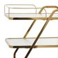 Maple and Jade 3-Shelf Bar Cart with Side Guards and Handle in Polished Gold and Transparent, , large