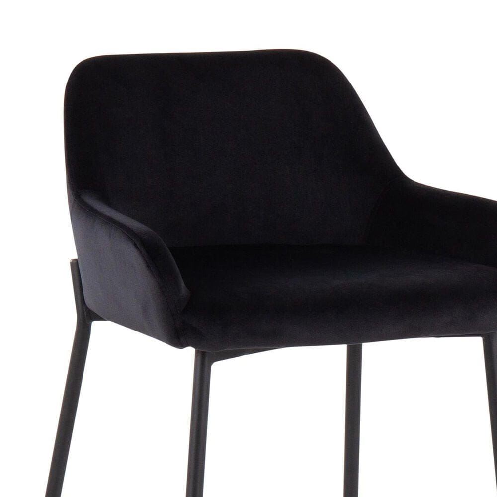 LumiSource Daniella Counter Stool with Black Velvet Upholstery in Black (Set of 2), , large