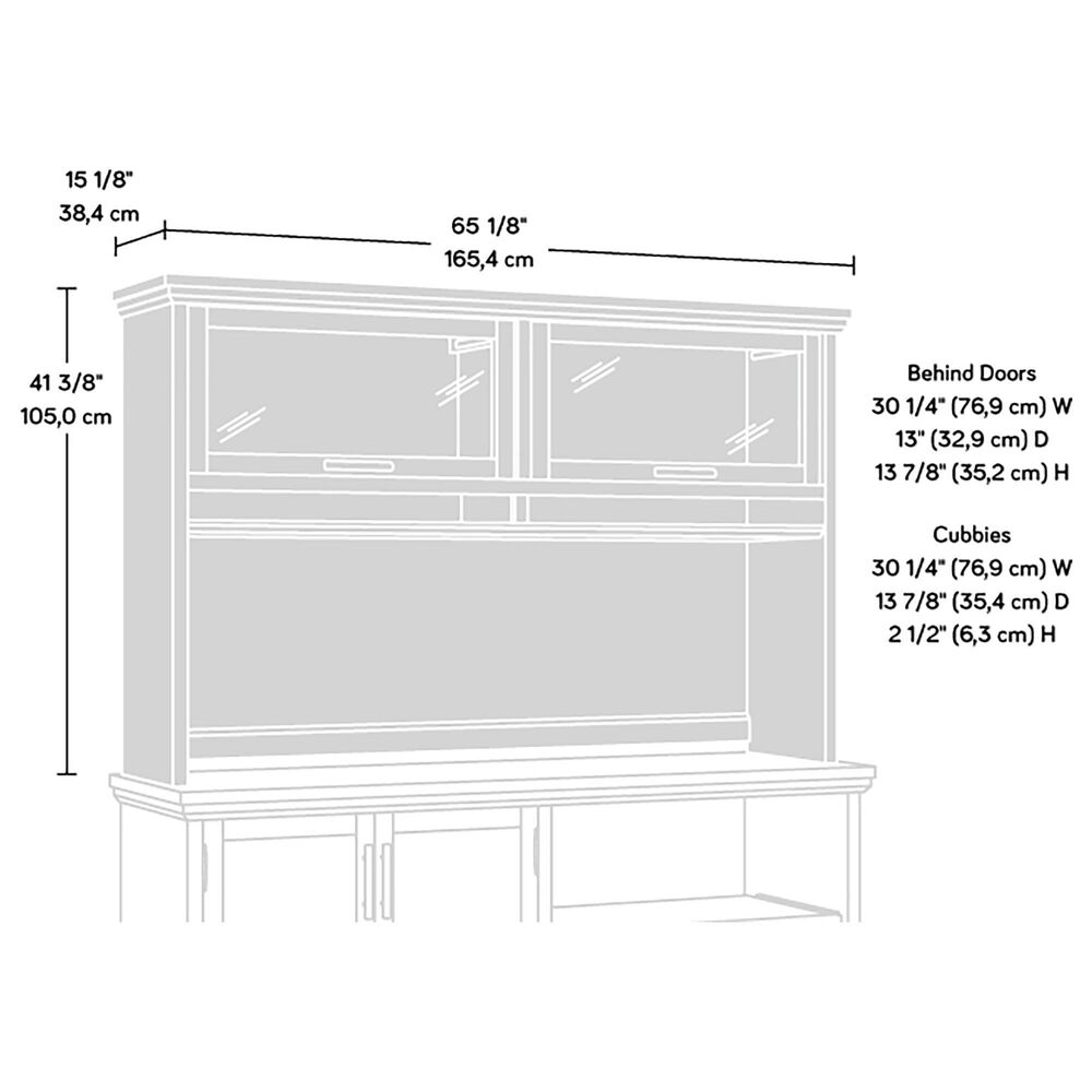 Sauder Aspen Post Credenza Desk with Hutch in Prime Oak, , large