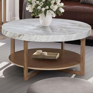 Belle Furnishings Danby Cocktail Table in Nutmeg and Alabaster, , large
