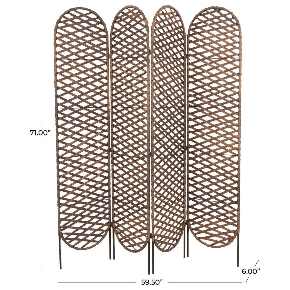 Maple and Jade 4-Panel Partition Room Divider Screen with Cutouts in Matte Copper, , large