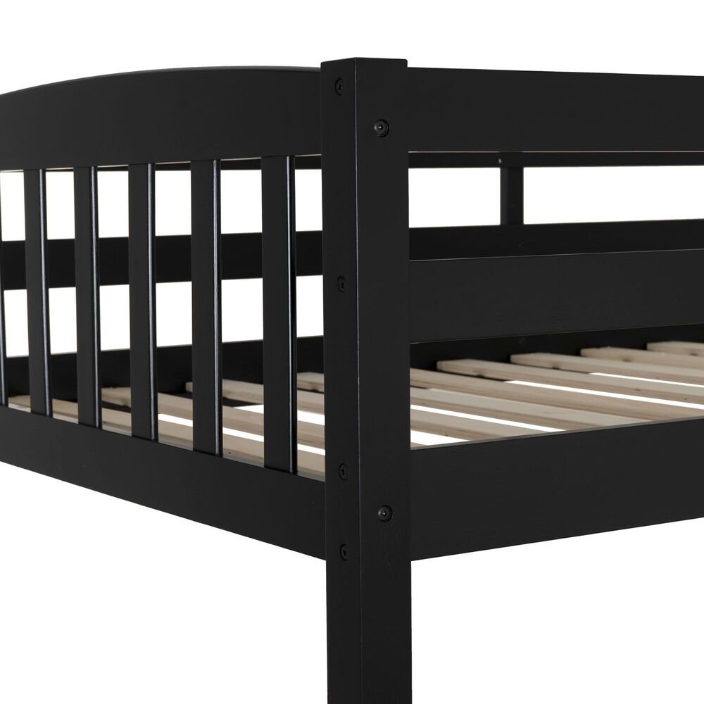 Linon Home Decor Perryton Twin Over Twin Bunk Bed in Sleek Black, , large