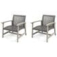 Hearth and Haven Hampton Outdoor Armchair with Wicker Seating in Black and Gray (Set of 2), , large