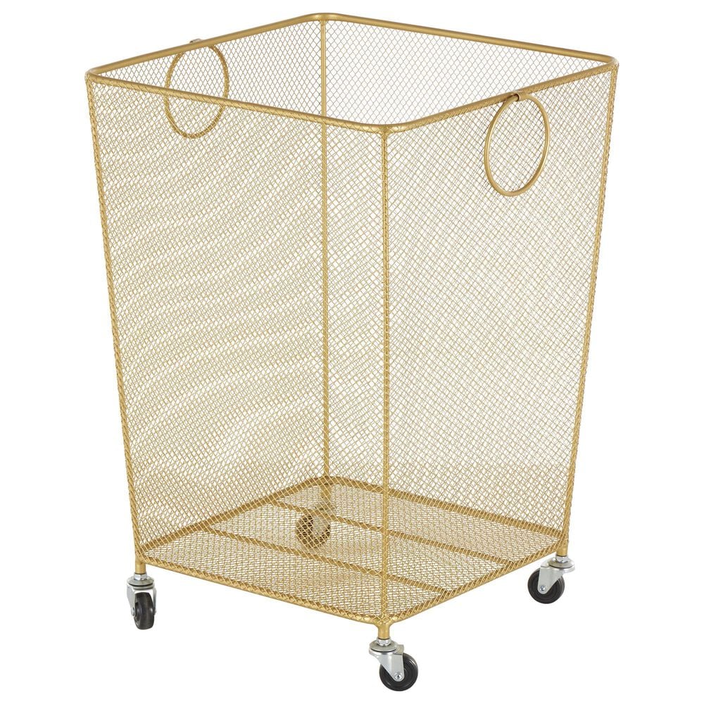 Maple and Jade Laundry Storage Cart with Ring Handles in Matte Gold, , large