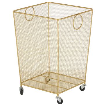 Maple and Jade Laundry Storage Cart with Ring Handles in Matte Gold, , large