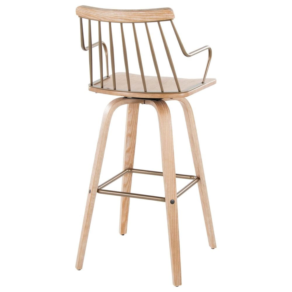 Lumisource Preston Swivel Barstool in Whitewashed and Antique Copper, , large