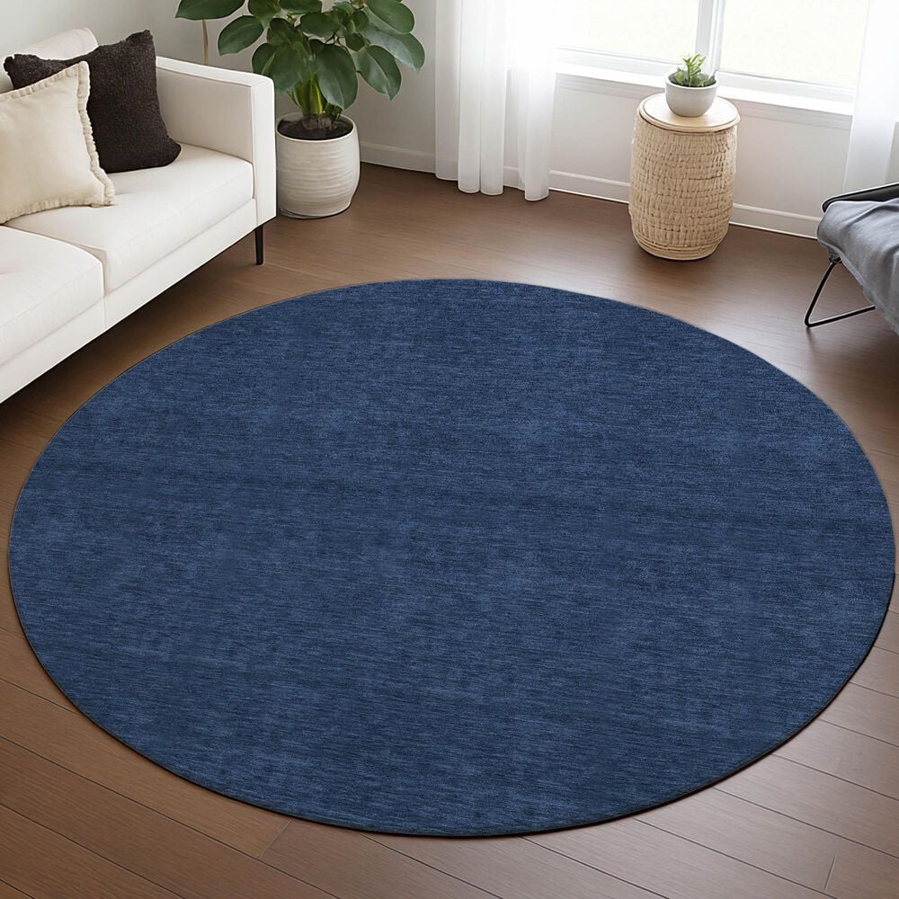 Dalyn Rug Company Soft Essentials Solid Navy 8' Round Area Rug, , large