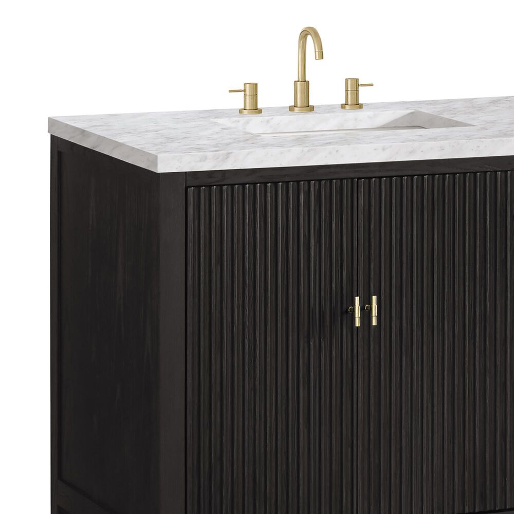 James Martin Vanities Myrrin 72&quot; Double Vanity in Carbon Oak with 3 cm Carrara White Marble Top, , large