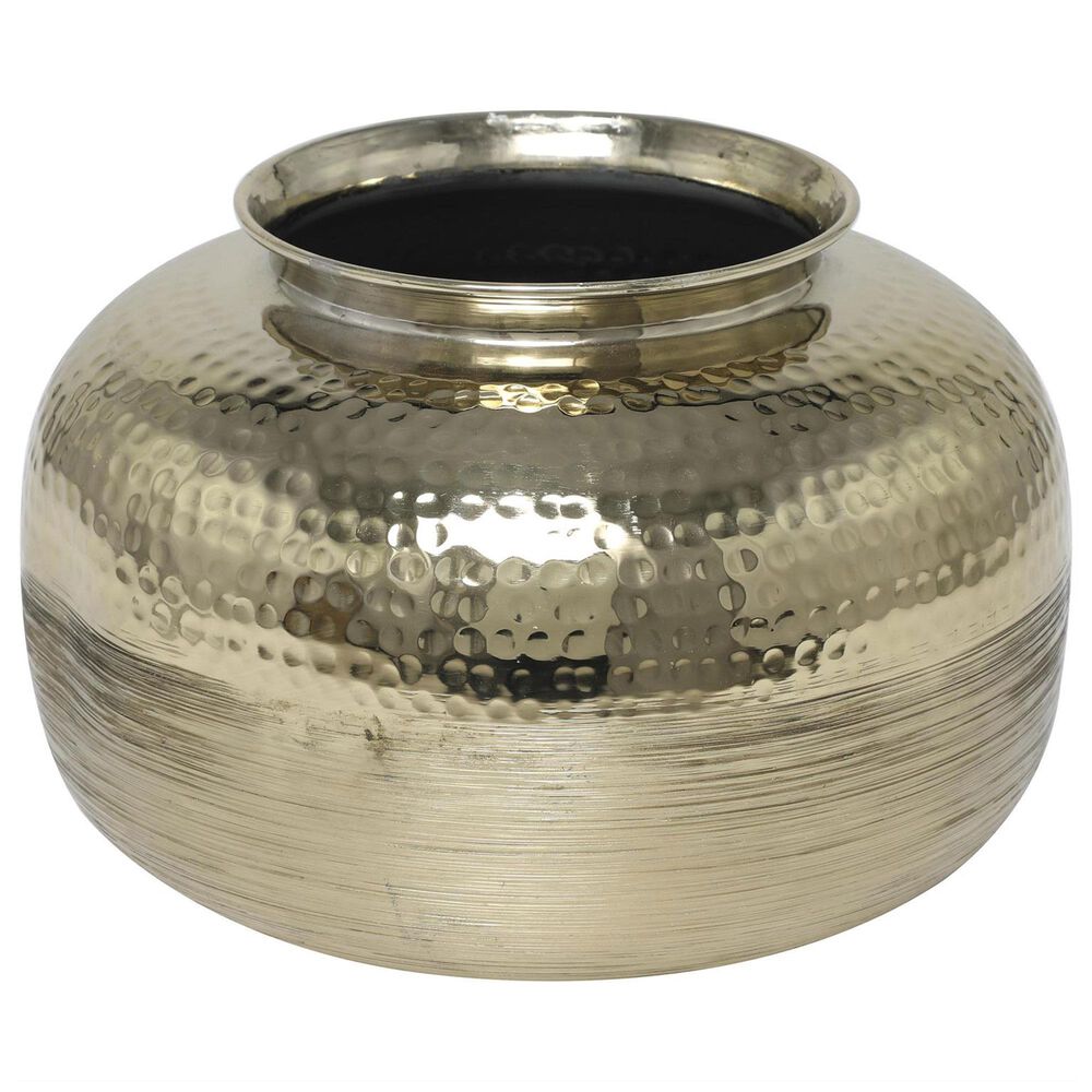 Maple and Jade 20&quot; Decorative Vase with Hammered Top in Brushed Gold, , large