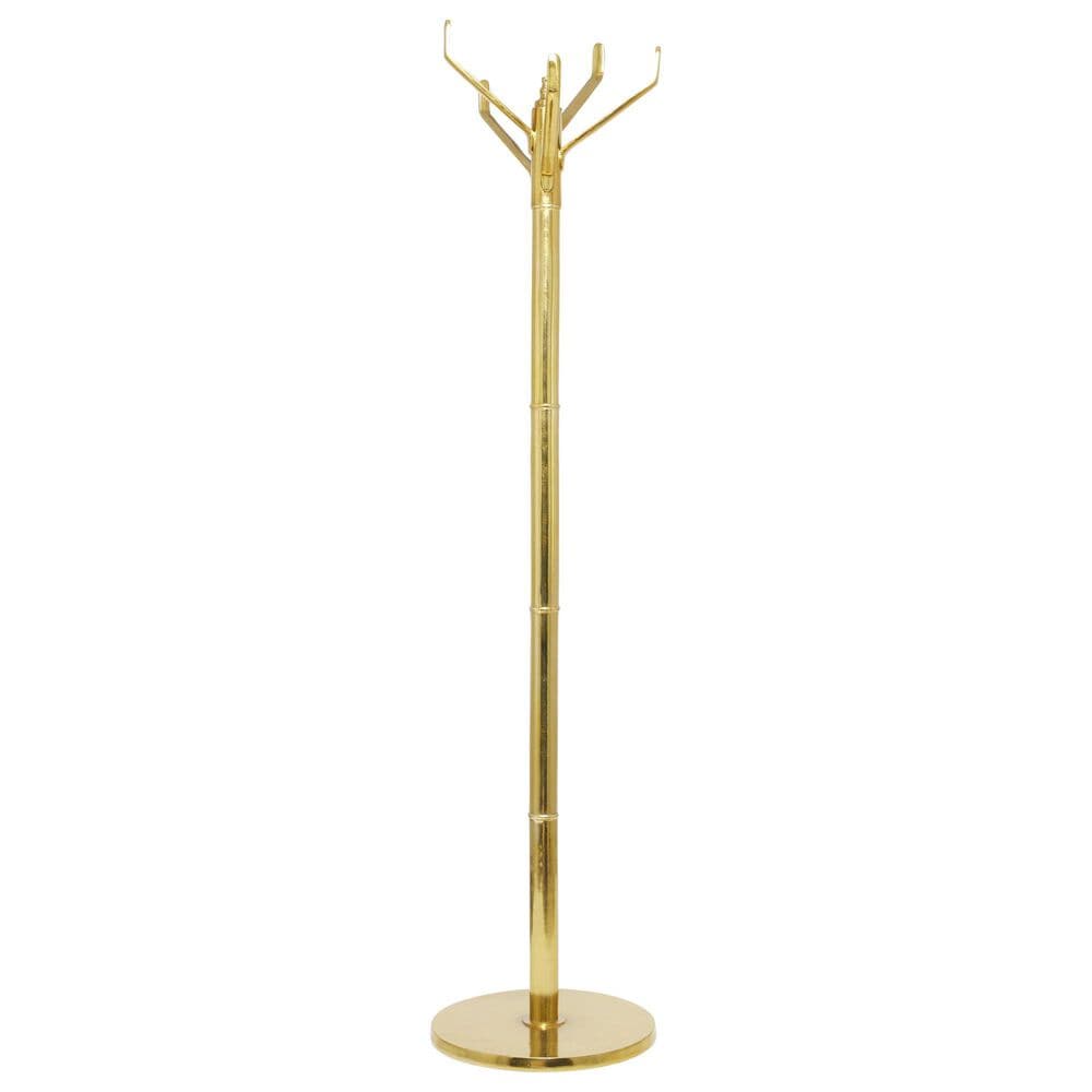 Maple and Jade 5-Hook Freestanding Coat Rack in Polished Gold, , large