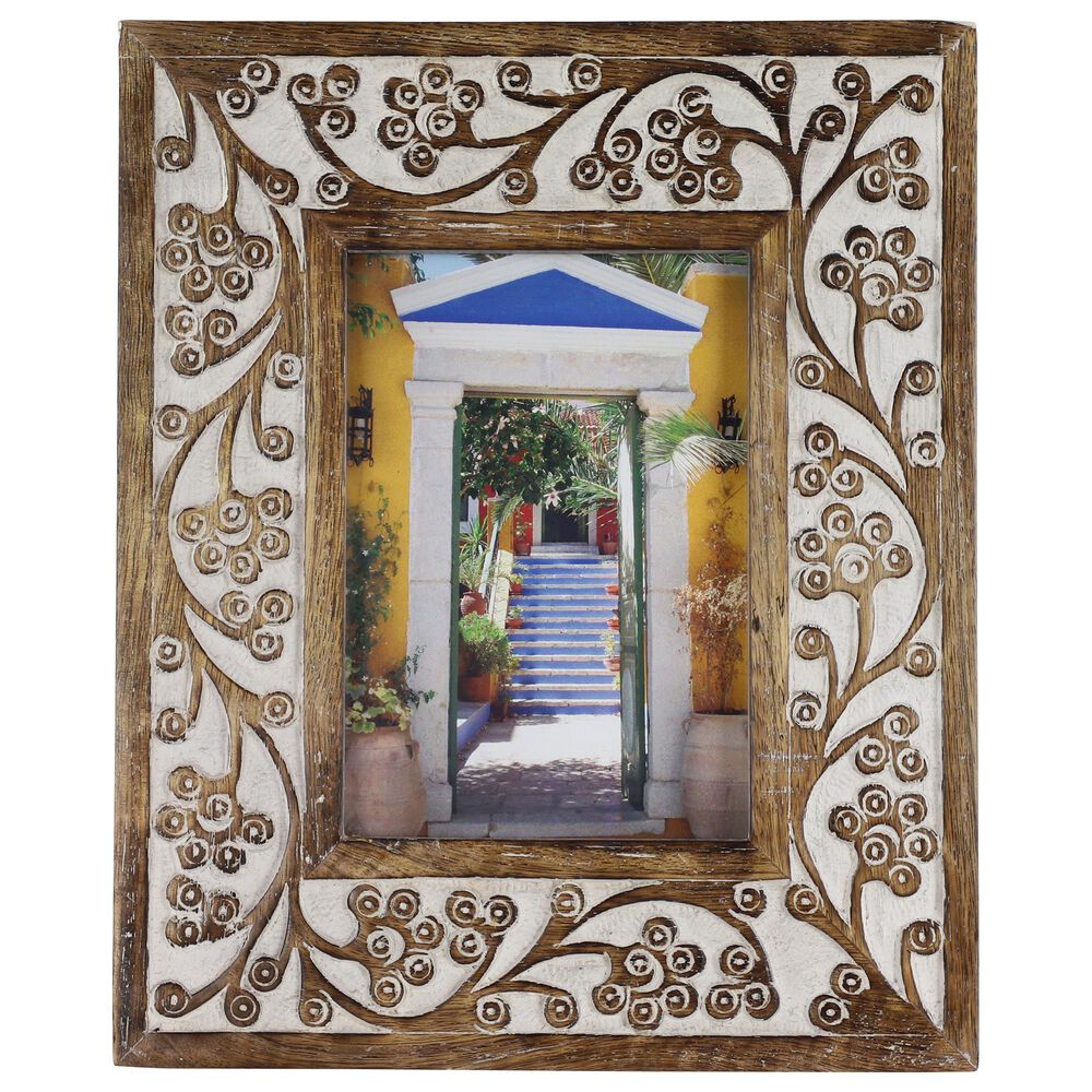 Maple and Jade Traditional Wood Photo Frame in Matte Brown and Whitewashed, , large