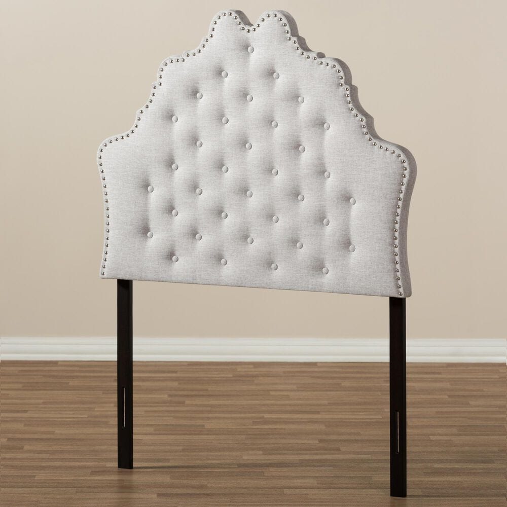 Baxton Studio Hilda Twin Upholstered Headboard in Greyish Beige, , large