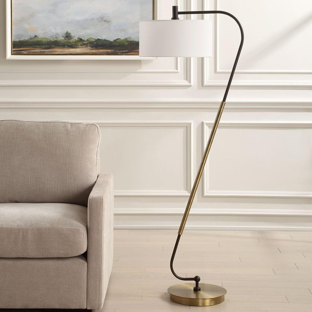 Uttermost Irwin Floor Lamp in Antique Brass and Dark Bronze, , large