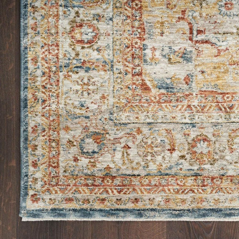 Nourison Sahar 2&#39;3&quot; x 10&#39;2&quot; Ivory and Blue Runner, , large