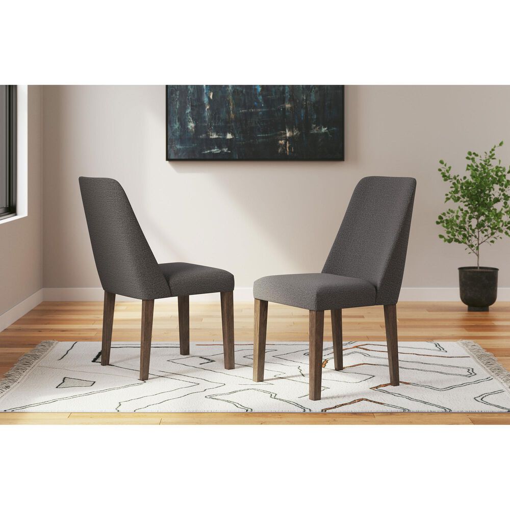 Ashley Lyncott Side Chair with Charcoal Cushion in Brown, , large