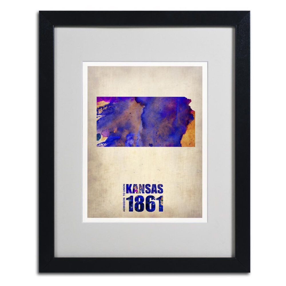 Timberlake Naxart "Kansas Watercolor Map" Matted Framed Art, , large