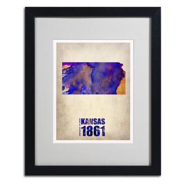 Timberlake Naxart "Kansas Watercolor Map" Matted Framed Art, , large