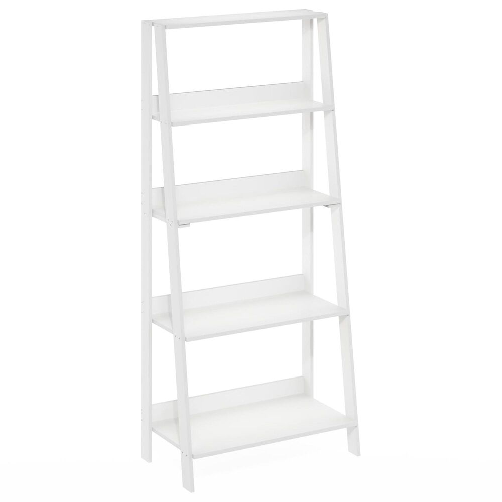 HOMLUX 5-Tier Ladder Display Bookshelf in White, , large