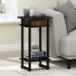 HOMLUX Tall End Table with Bin in Espresso and Black (Set of 2), , large