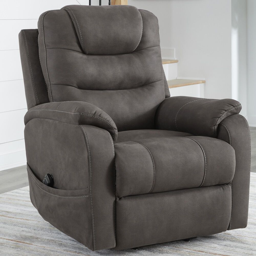 Ashley Snowfield Power Lift Recliner in Gunmetal, , large