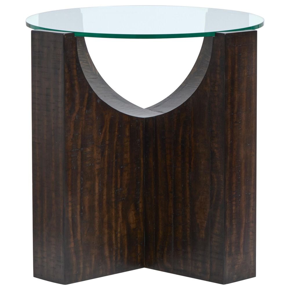 Nicolette Home Beckham Round Accent Table in Rustic Tavern and Clear, , large