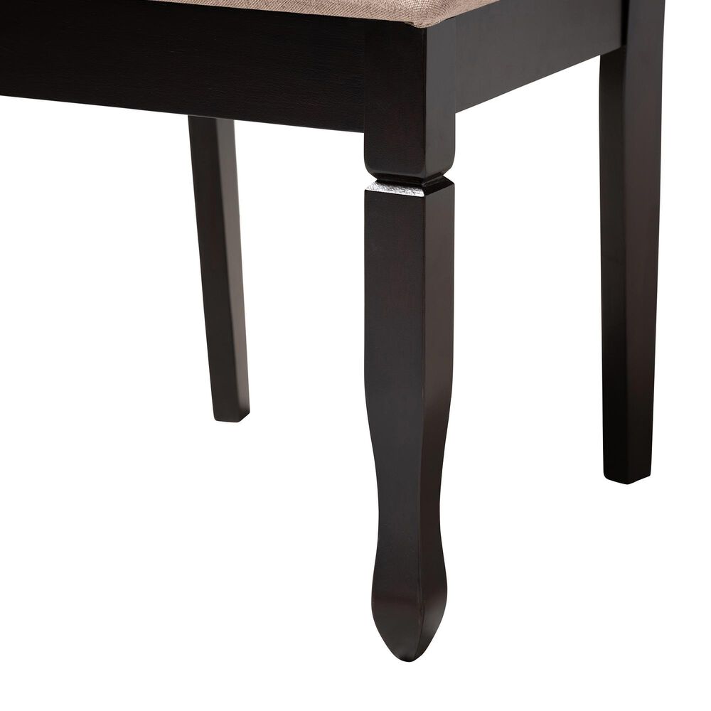 Baxton Studio Lanier Side Chair with Sand Cushion in Espresso Brown (Set of 4), , large