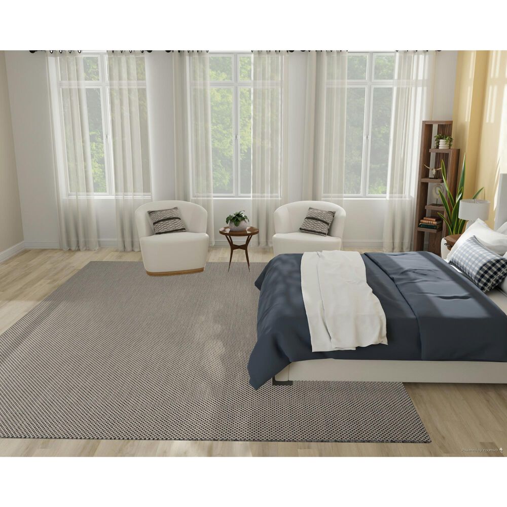 Nourison Courtyard Ivory and Charcoal 9&#39; x 12&#39; Indoor/Outdoor Area Rug, , large