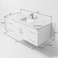 Lexora Home Geneva 48" Single Bathroom Vanity in Glossy White with 2 cm White Carrara Marble Top and Rectangular Sink, , large
