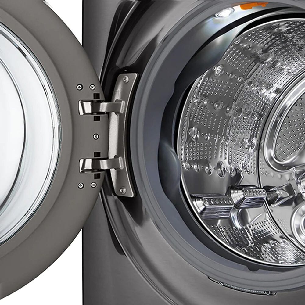 LG 5 Cu. Ft. Front Load Washer with 25 Wash Cycles and 7.4 Cu. Ft. Electric Dryer Laundry Pair in Black Steel, , large