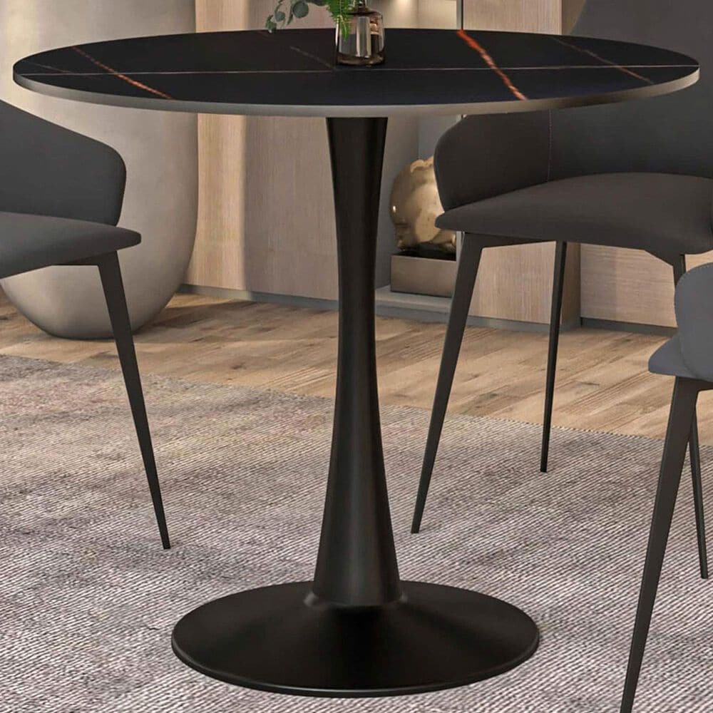 Leisuremod Leisuremod Bristol 31 round dining table Black base with Black Sintered stone Top, , large