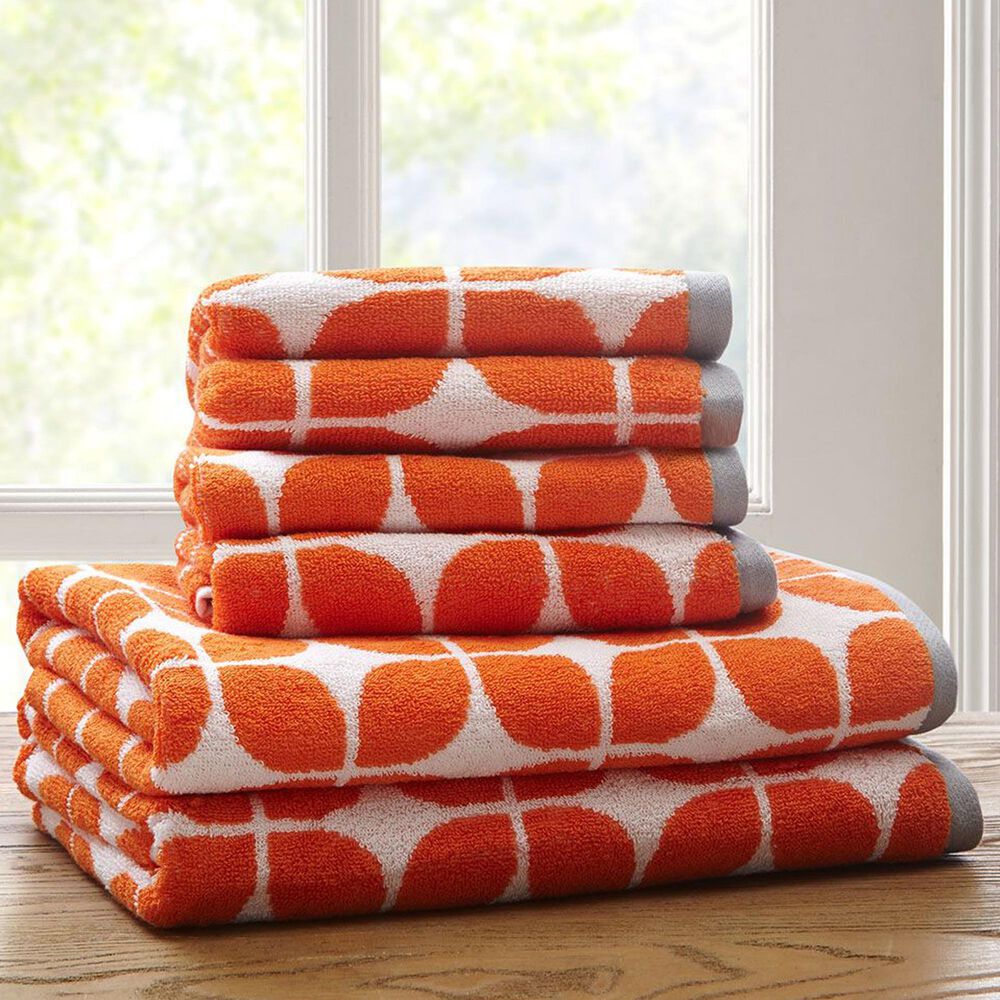 Hampton Park Lita 6-Piece Cotton Jacquard Bath Towel Set in Orange, , large