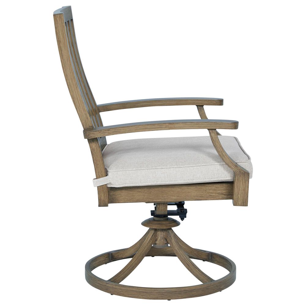 Ashley Rainier Ranch 7-Piece Patio Rectangular Dining Set in Brown and Beige, , large