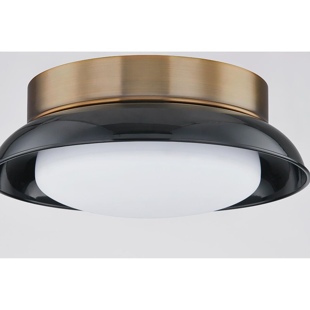 Troy Lighting Arnie 2-Light Flush Mount in Patina Brass and Gloss Black, , large