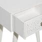 Maple and Jade Intricately Carved Single Drawer Scroll Accent End Table in Distressed White, , large