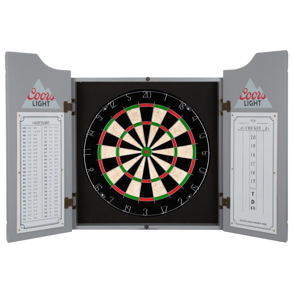 Timberlake Officially Licensed Coors Light Logo Dartboard Cabinet Set in Grey, , large