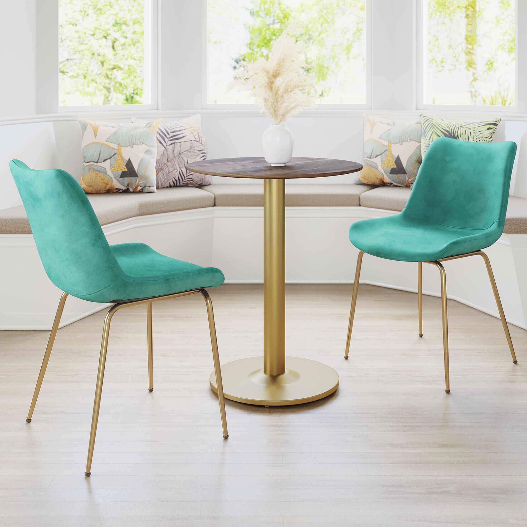 Green and gold dining chairs outlet