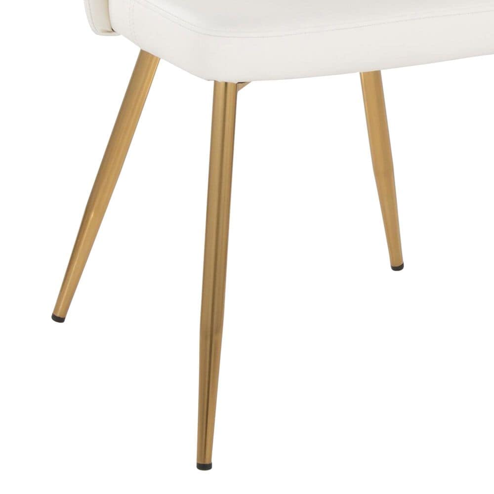 LumiSource Cinch Side Chair with White Faux Leather Cushion in Gold (Set of 2), , large