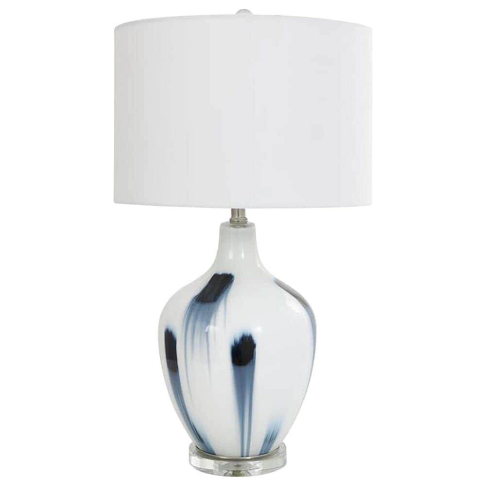 Maple and Jade Abstract Drip Splatter Table Lamp in White and Blue, , large