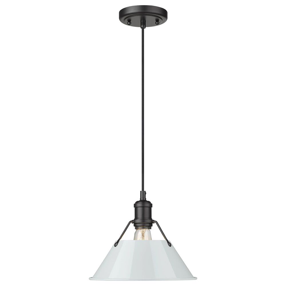 Golden Lighting Orwell 1-Light Medium Pendant with Dusky Blue Shade in Matte Black, , large
