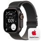 Apple Watch Ultra 3 (GPS+Cellular) 49mm Titanium Case with Titanium Milanese Loop - Medium in Black and 2-Year AppleCare+, , large