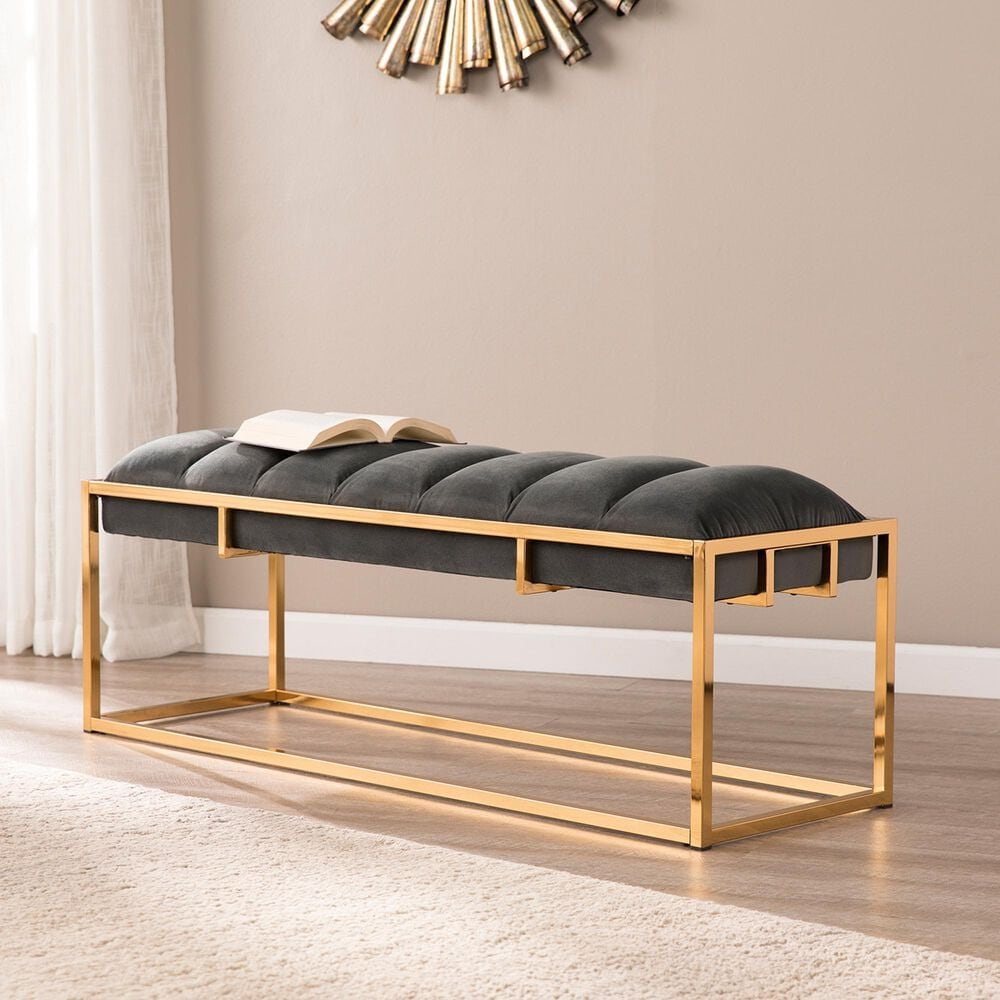 Southern Enterprises Harlyn Bench in Blue-Green/Brass, , large