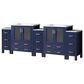 Lexora Home Volez 96" Double Bathroom Vanity in Navy Blue with 2 cm White Ceramic Top, Rectangular Sinks and Side Cabinets, , large