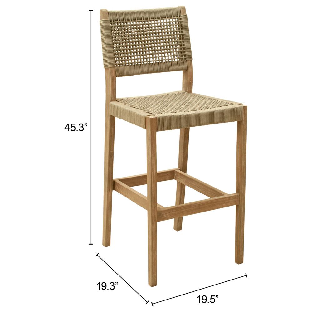Zuo Modern Corde Patio Barstool in Beige, , large